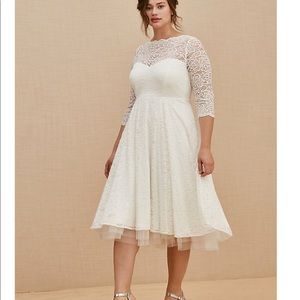 Ivory lace - tea length dress